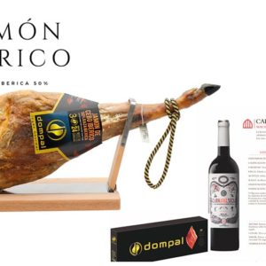 Jamón Origen Cebo 50% Raza Ibérica + Vino Carravalseca